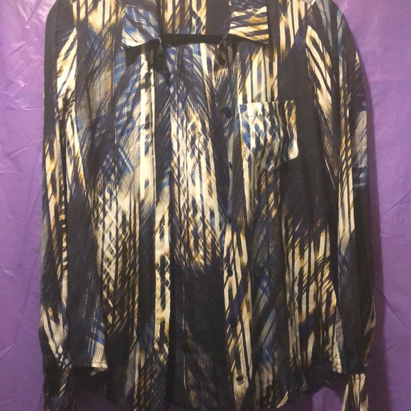 Multi colored button down silk blouse - Picture 2 of 3